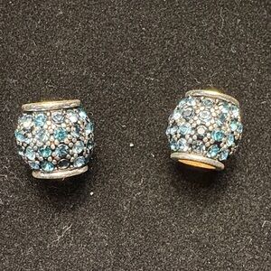 Elegant Silver and Blue Crystal Beads for charm bracelets & necklaces - 2 avail
